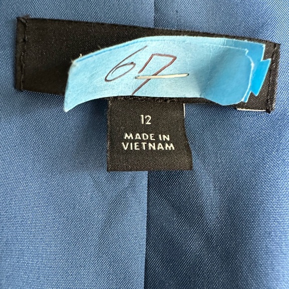 Ann Taylor Linen Chambray Blazer Size 12 Blue Jacket Office Career Internship - Picture 6 of 7